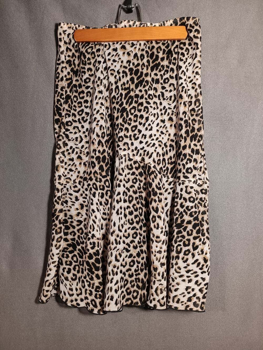 Cheetah Print Midi Skirt Petite Small Soft Flare Fully Lined Brown Flowy Y2K
